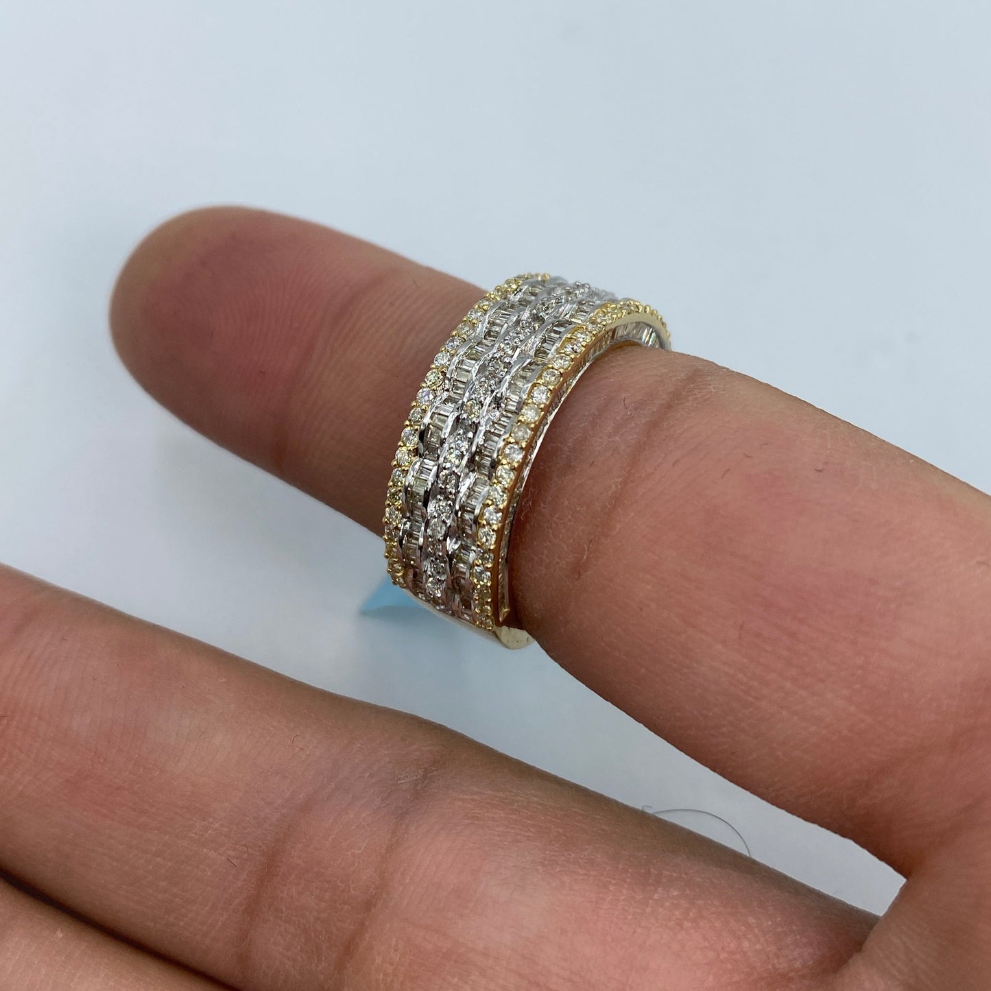 14K Double Cuffs Diamond Baguette Band