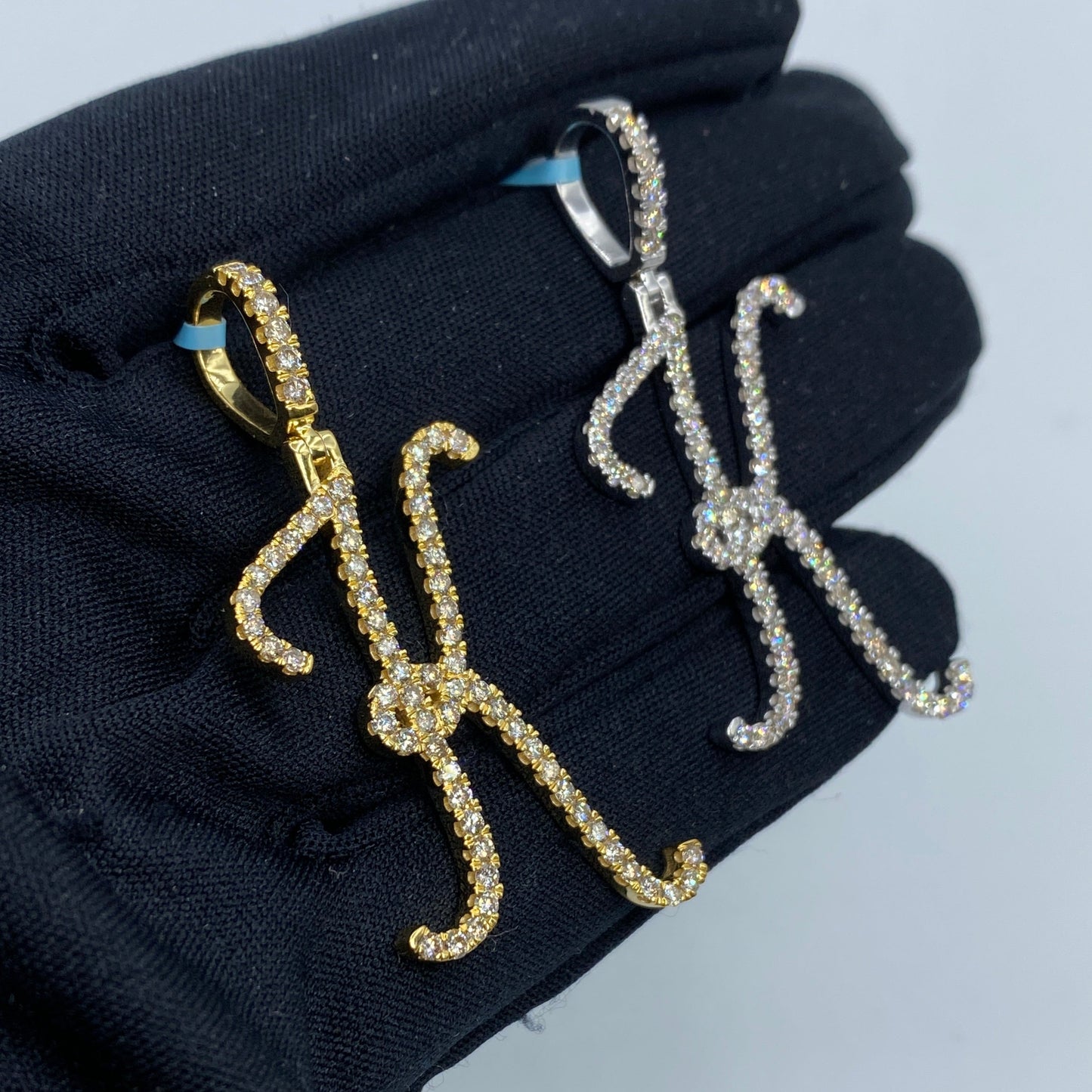 14K Initial K Large Script Pendant
