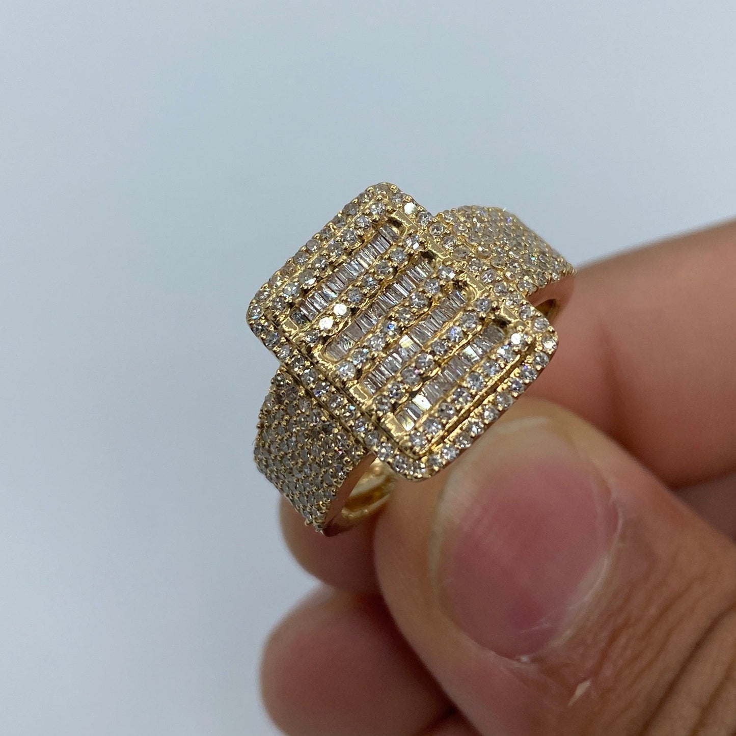 14K Rectangle Baguette Ring 1.9ct