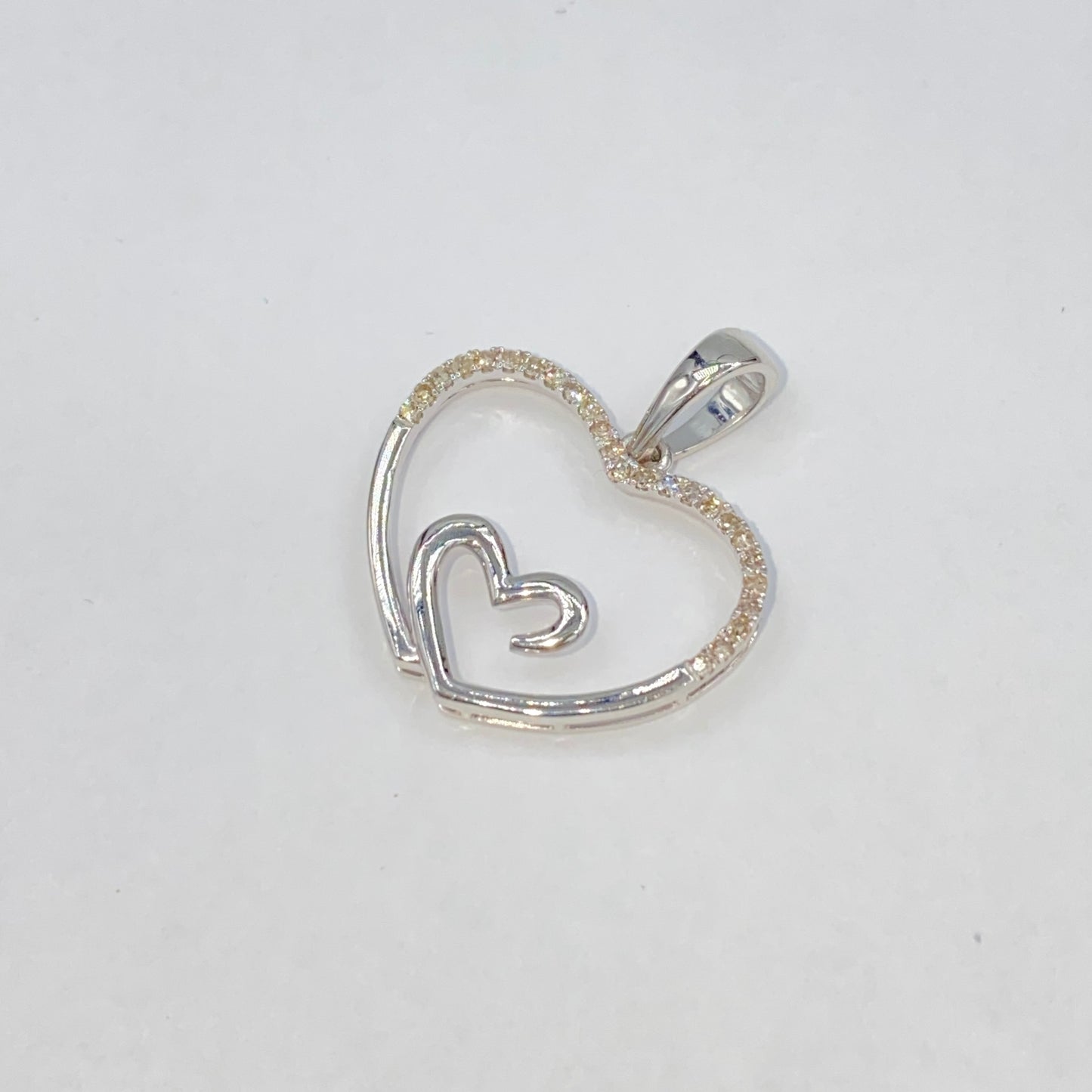 14K Within Heart Diamond Pendant