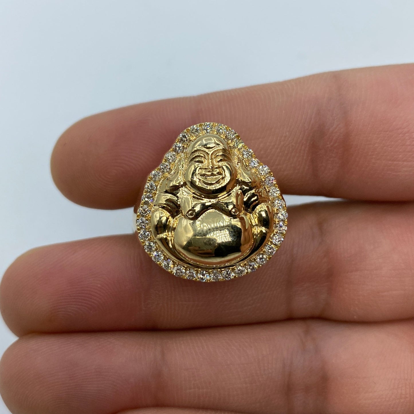 10K Lucky Buddha Diamond Ring