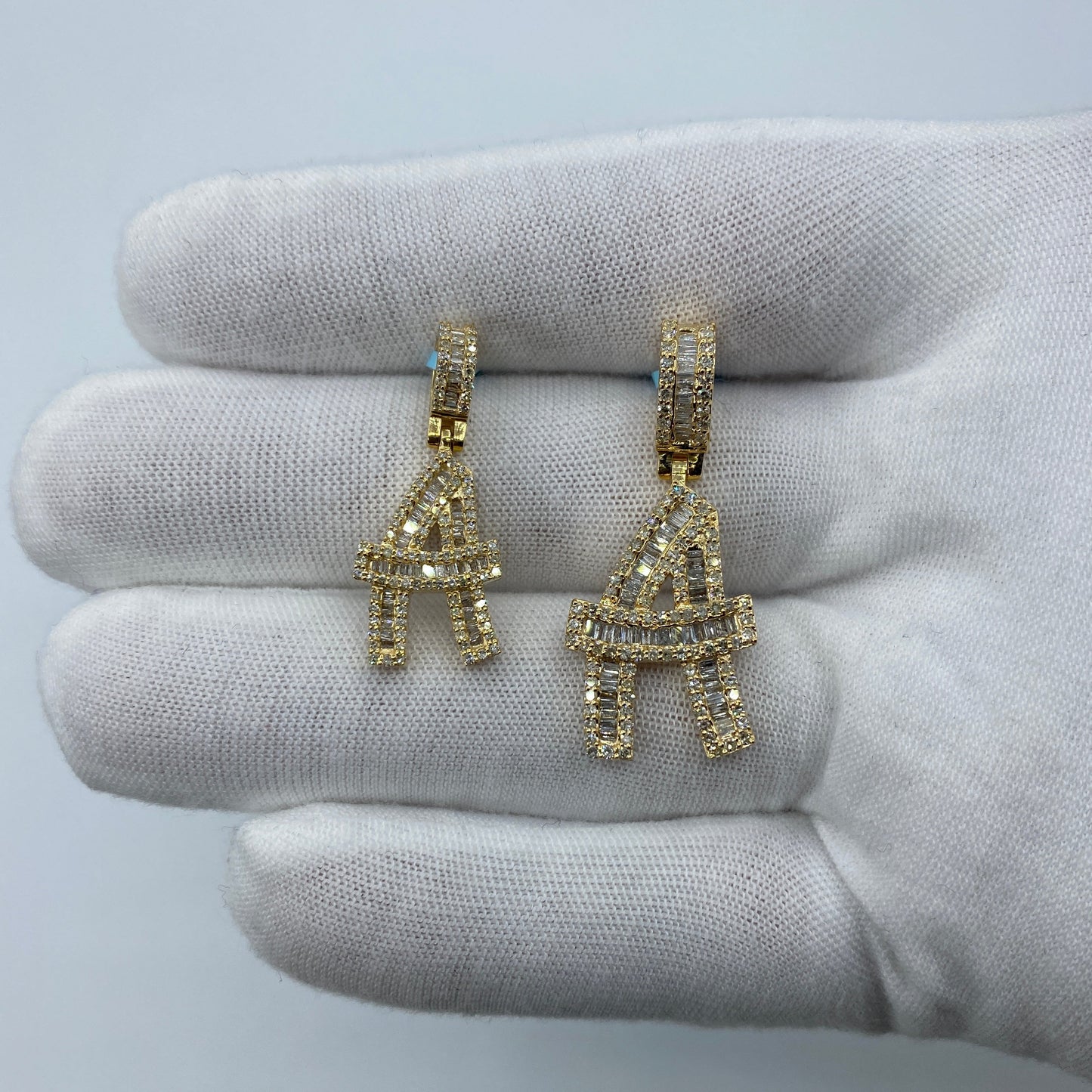 14K Initial A Diamond Baguette Pendant