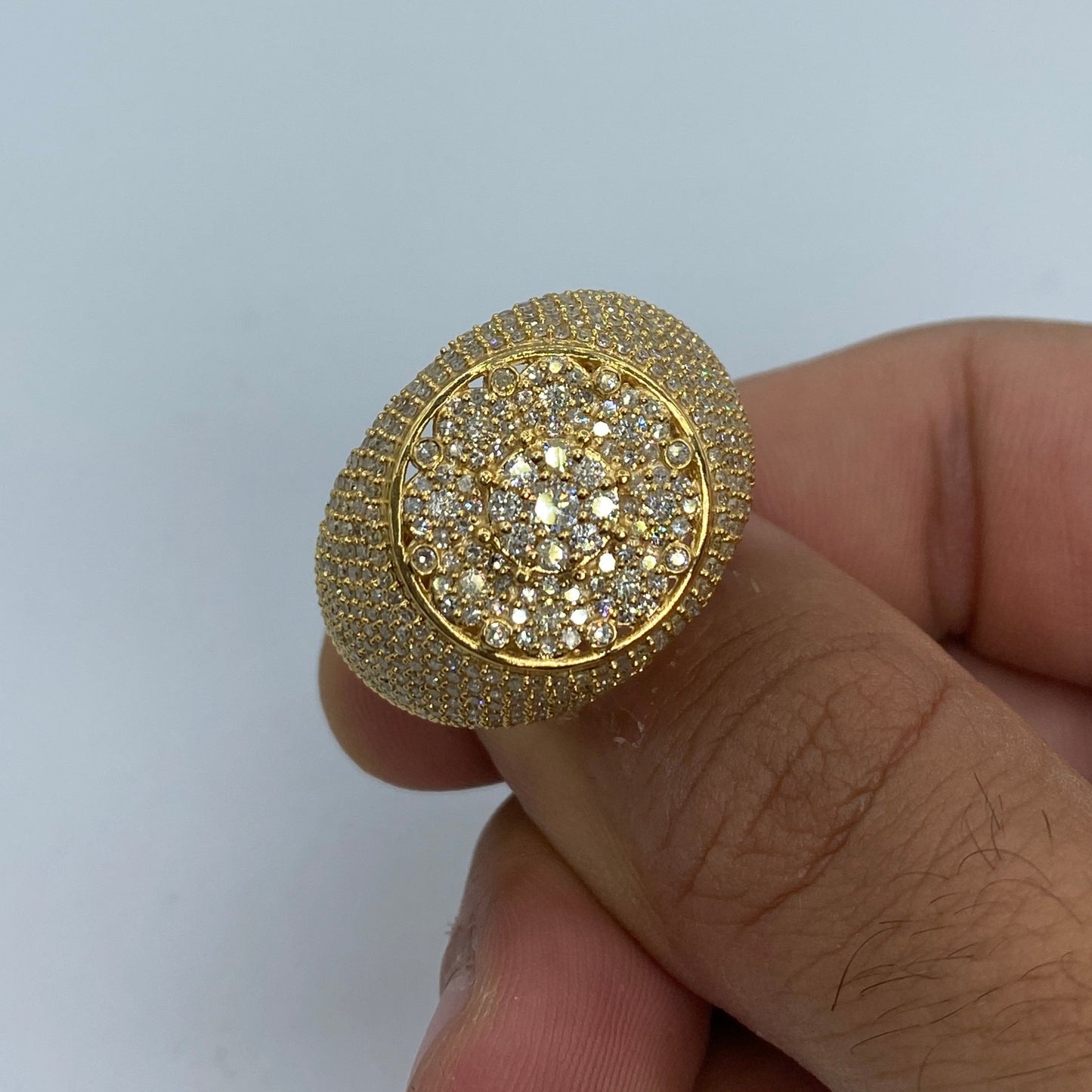 14K Flower Diamond Dome Ring