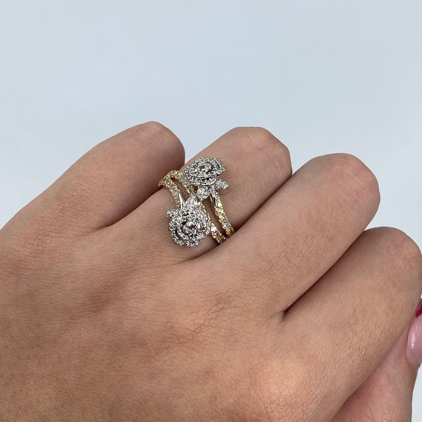 14K Two-Tone Flower Diamond Ring