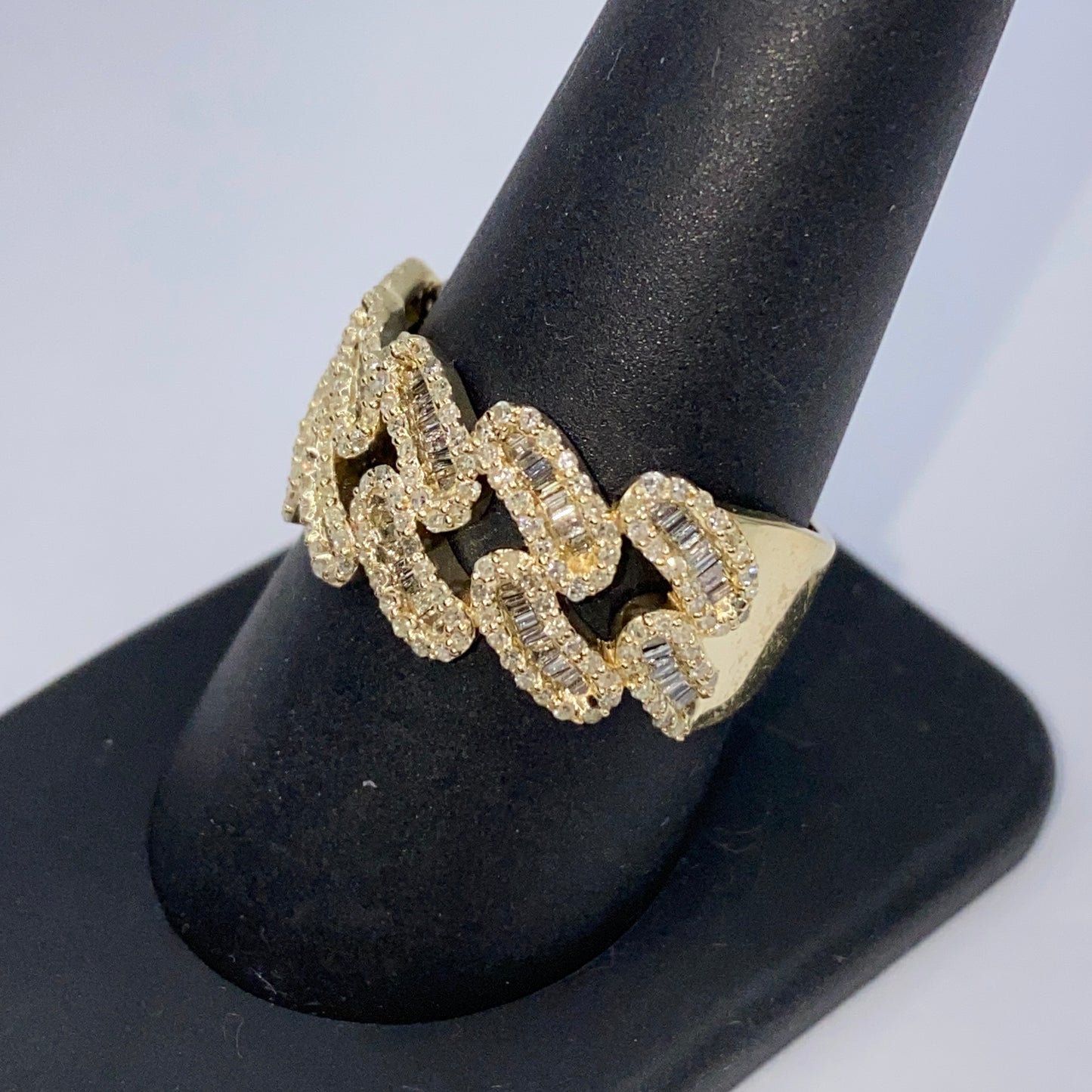 10K Chubby Cuban Link Diamond Ring