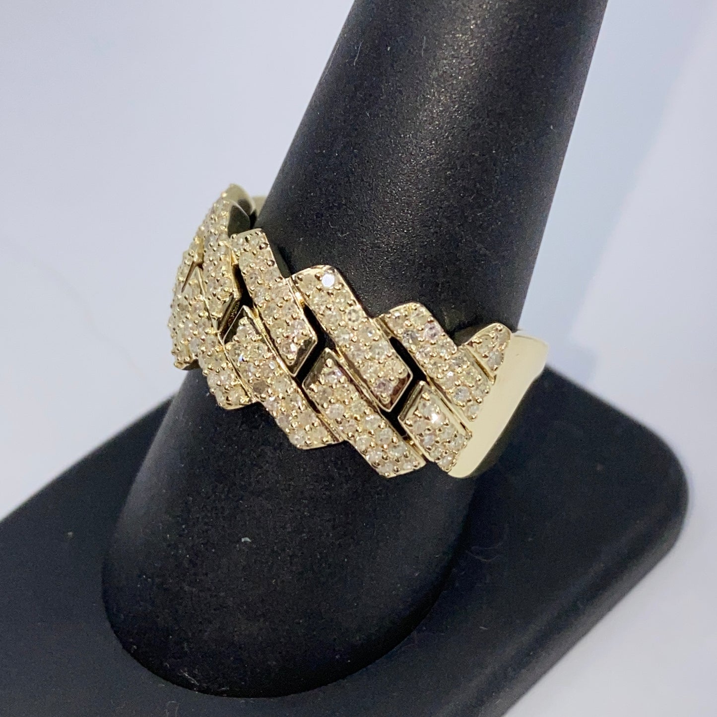 10K Jumbo Monaco Cuban Link Diamond Ring
