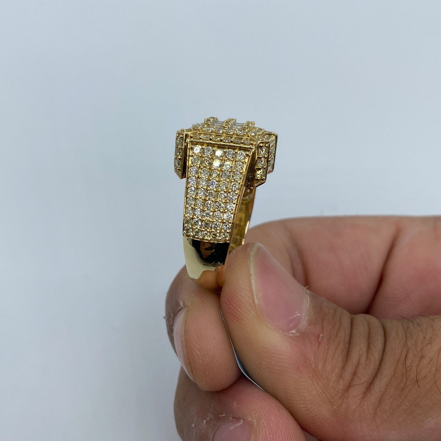 14K Square Diamond Baguette Villa Ring