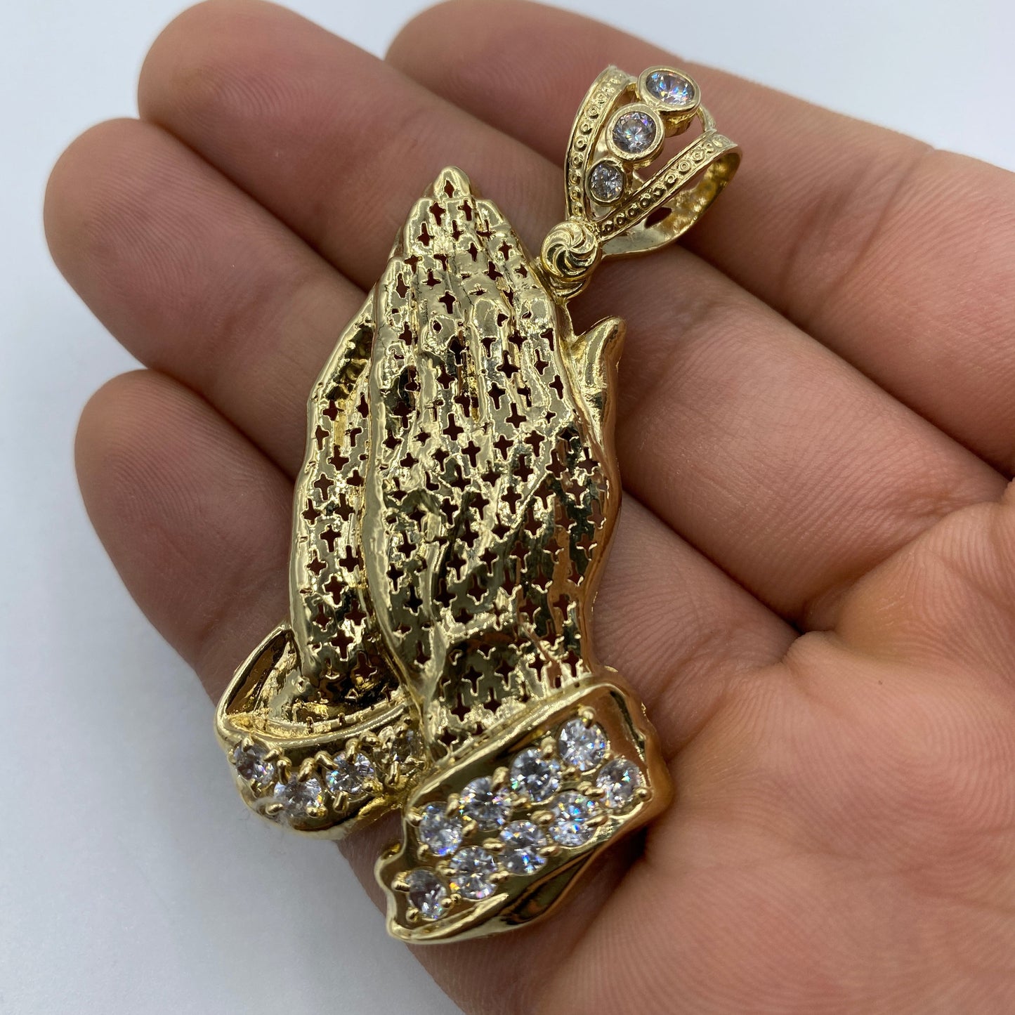 14K Praying Hands Pendant 2.5"