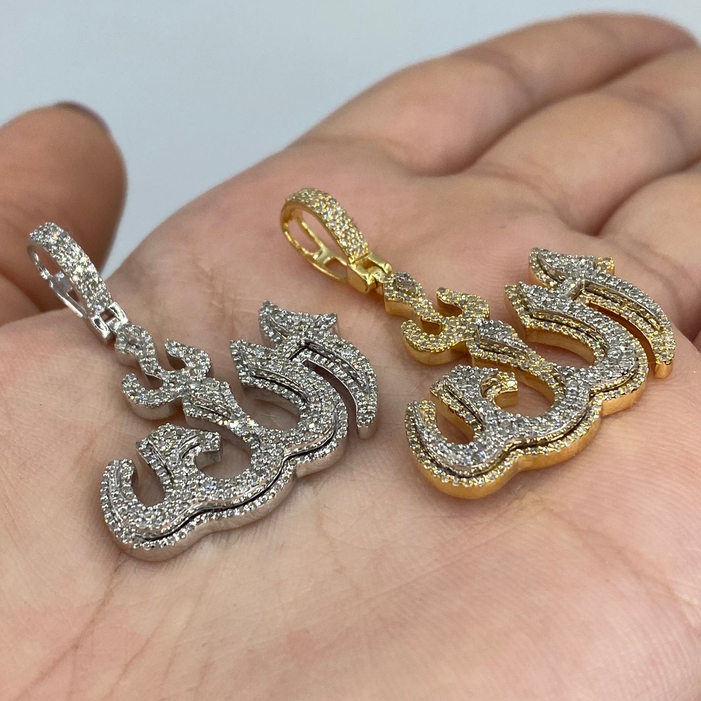 10K 3D Allah Diamond Pendant