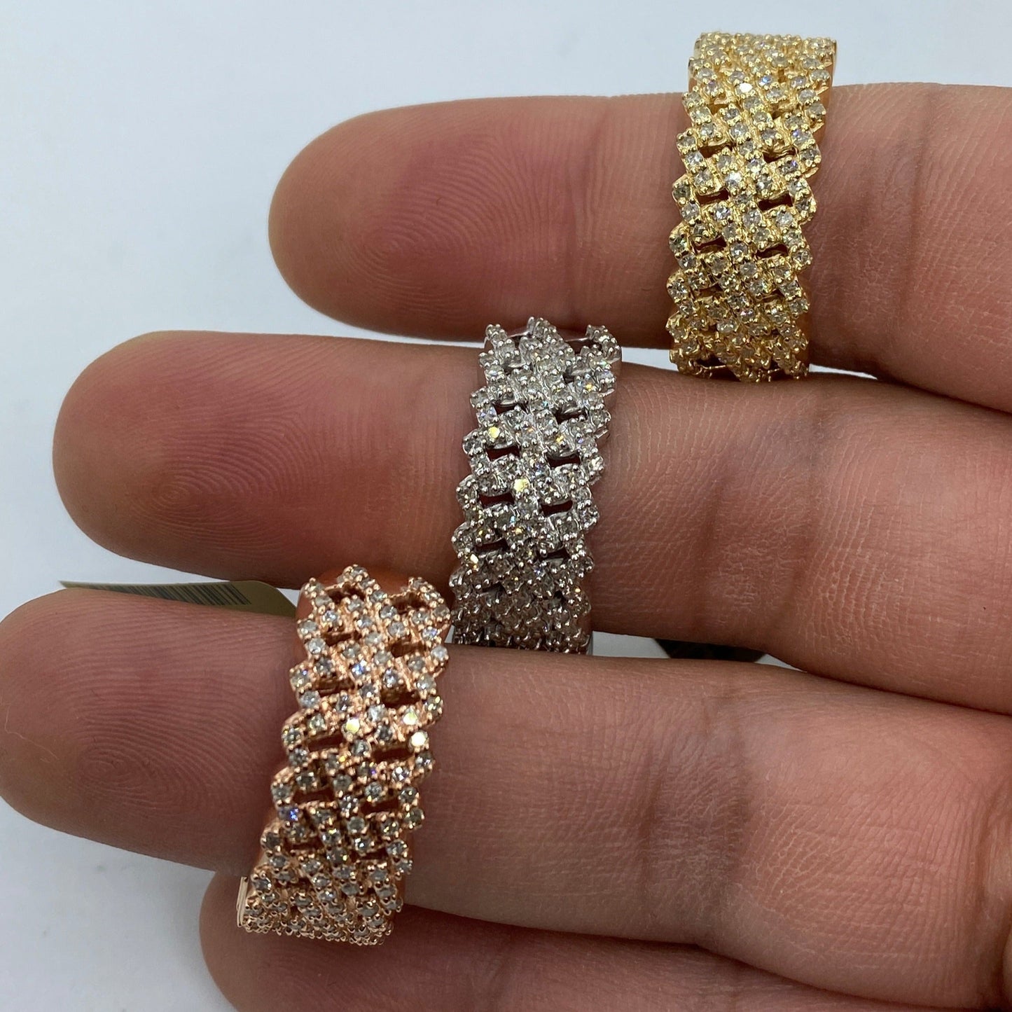 10K Double Cuban Link Diamond Ring