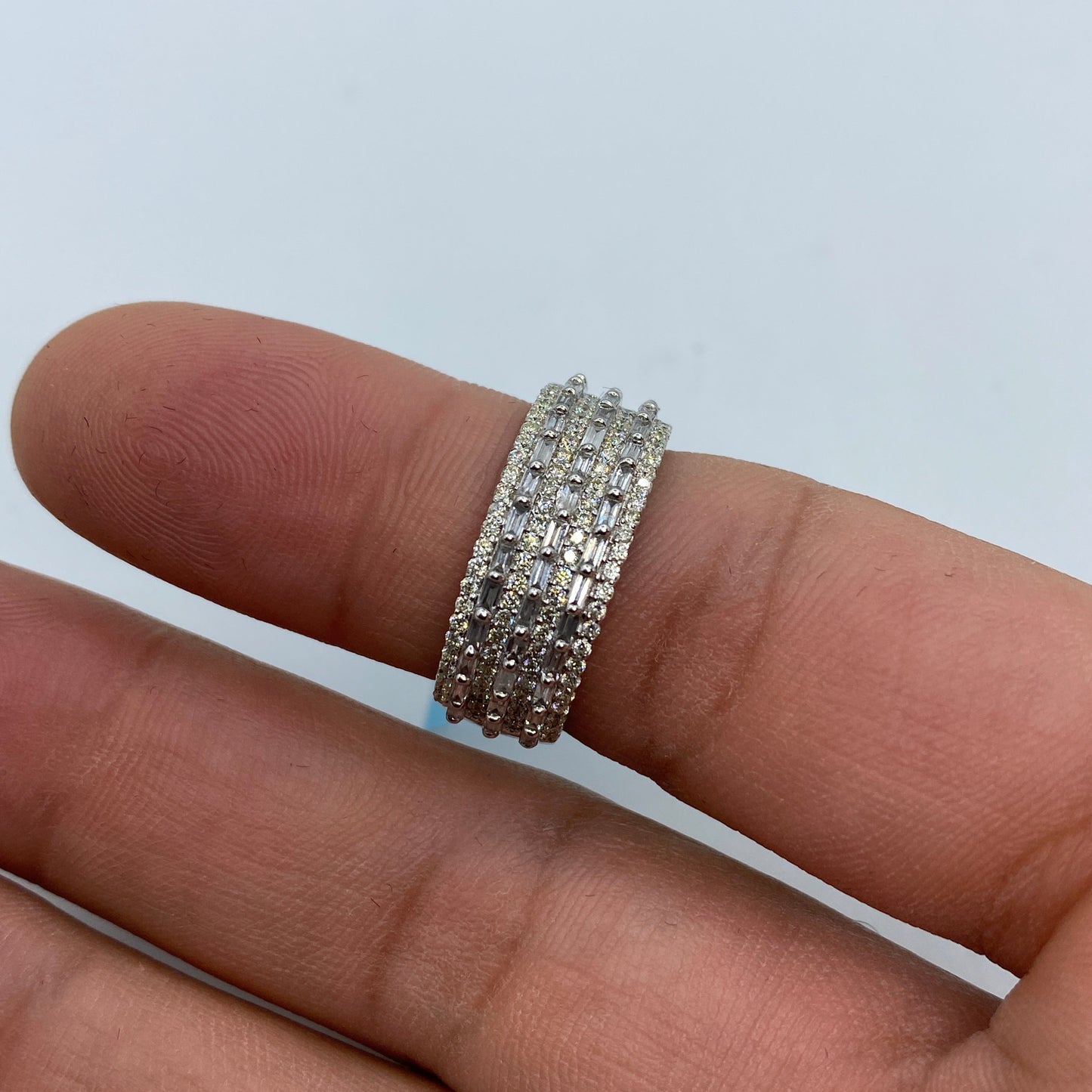 14K Triple Dash Diamond Baguette Band