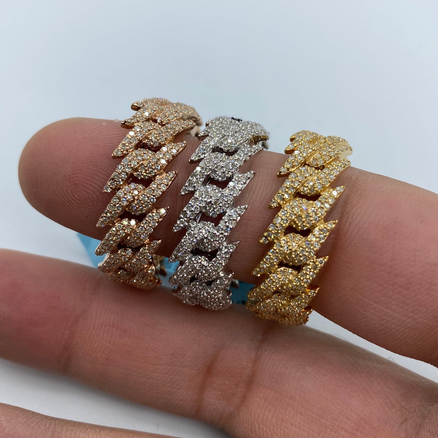 14K Gold 10MM Eternity Cuban Thorn Diamond Ring
