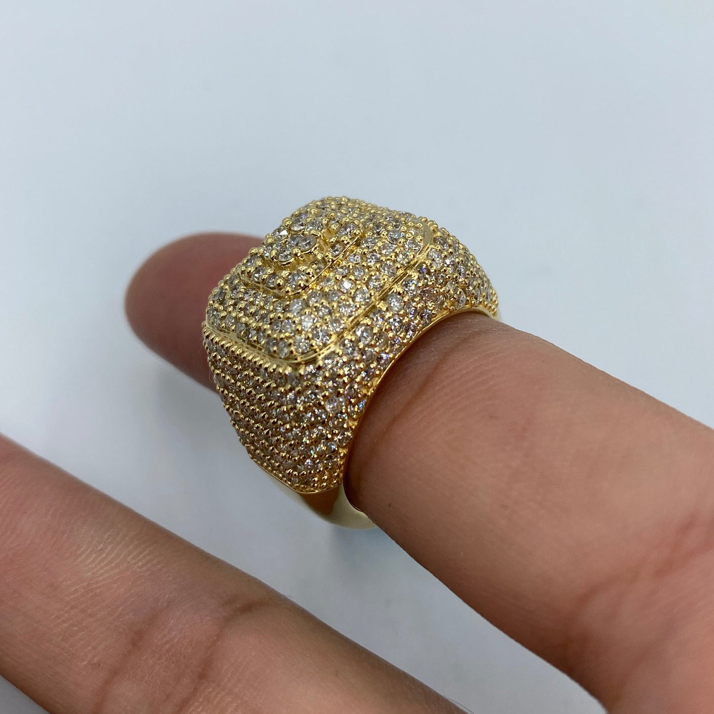 14K Square Jumbo Miami Diamond Ring
