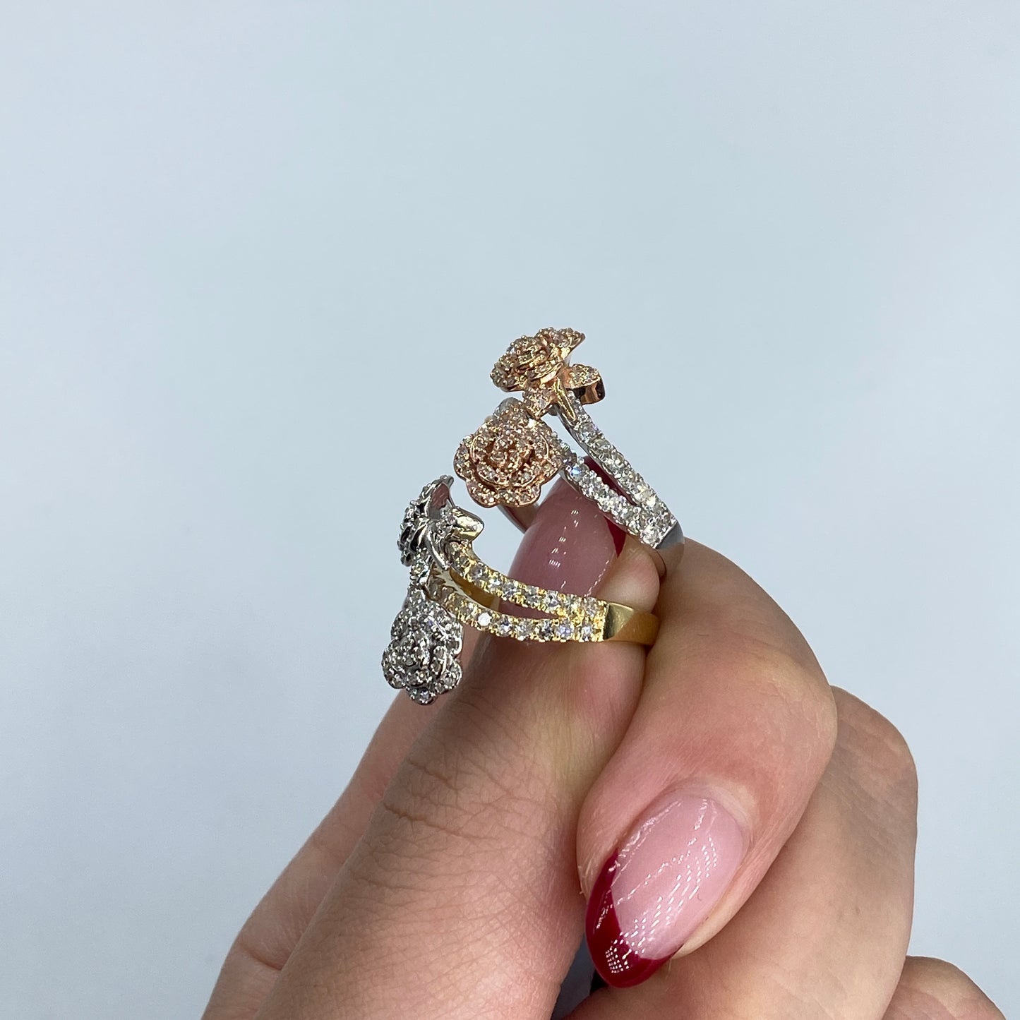 14K Two-Tone Flower Diamond Ring