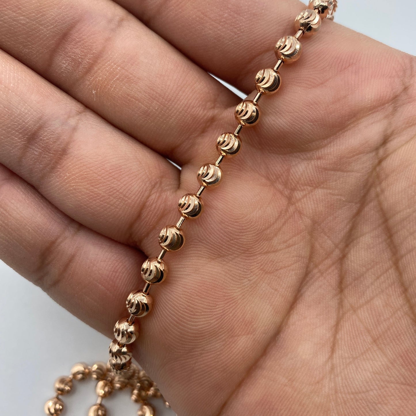 14K Rose Gold 5.2MM Moon Cut Chain 18-26"