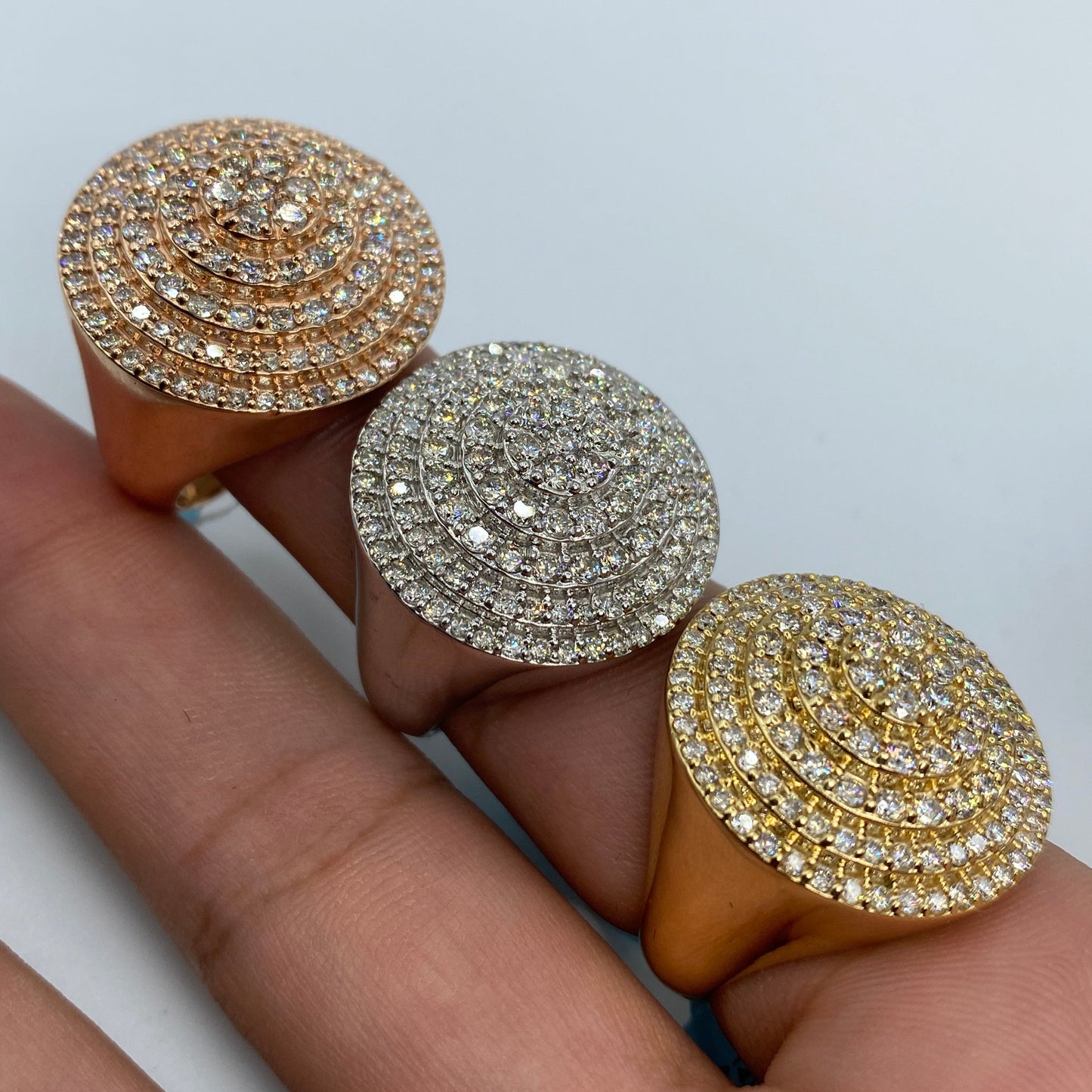 14K Flat Cake Diamond Ring