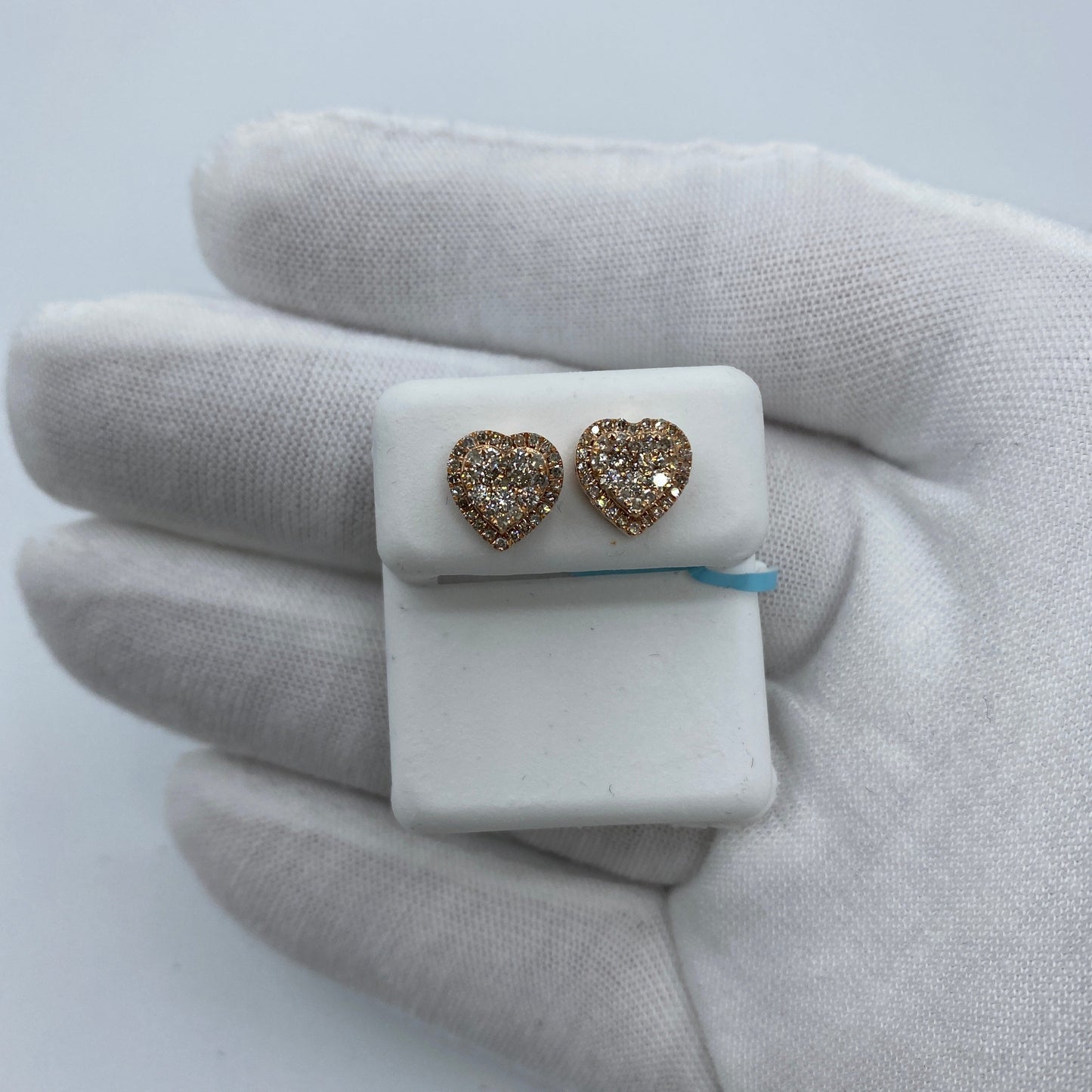 14K Halo Heart Diamond Earrings