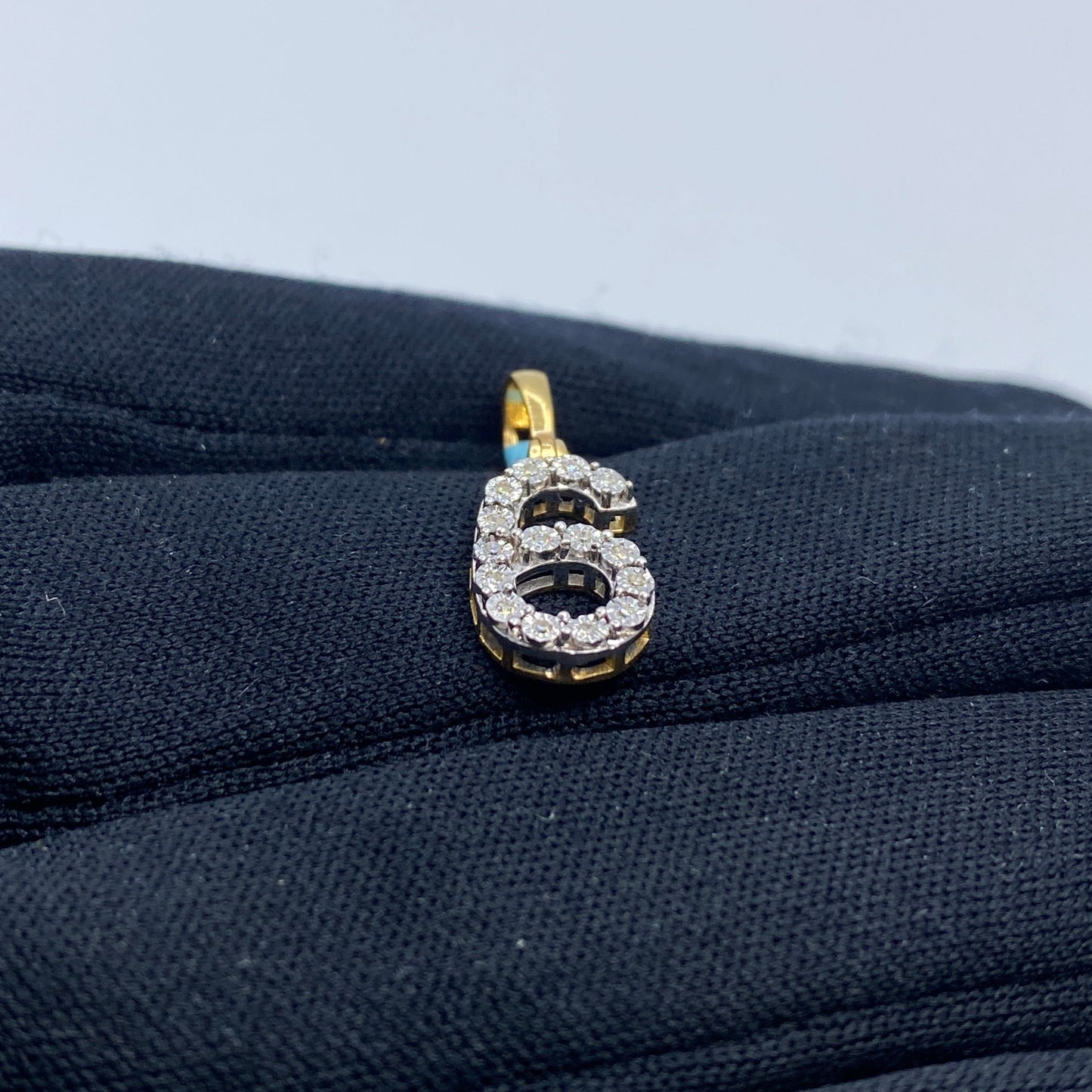 14K Number 6 Diamond Pendant