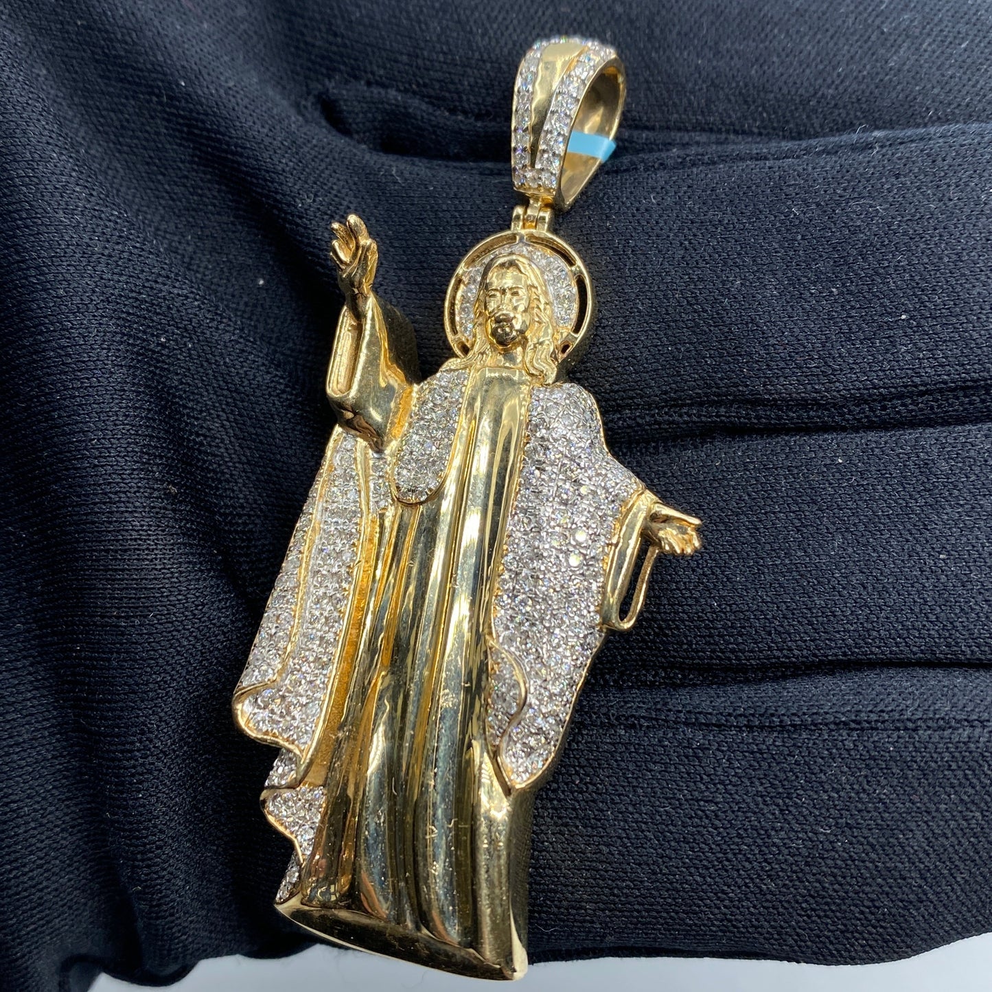 14K Jesus Diamond Pendant