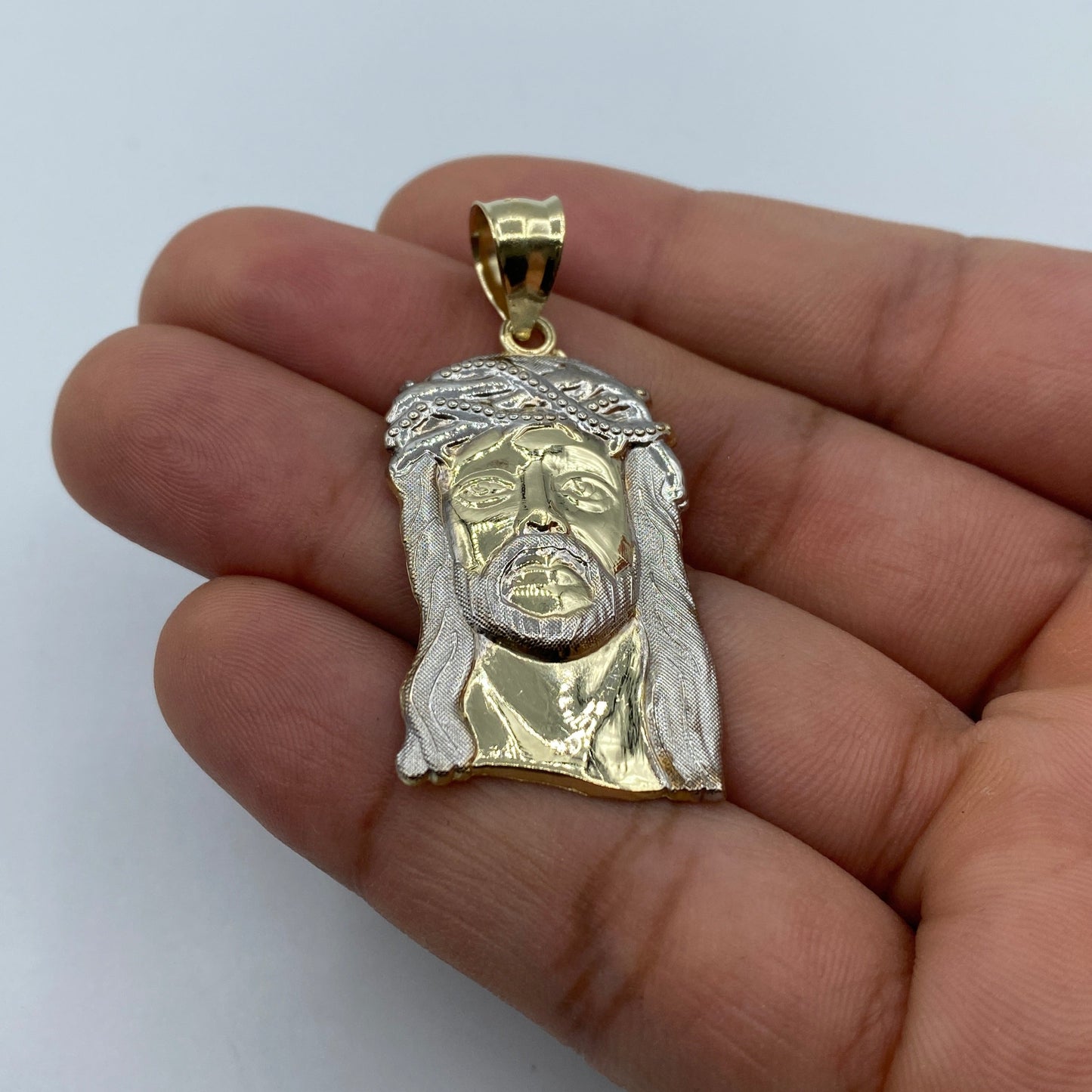 14K Jesus Head Pendant 1.9"