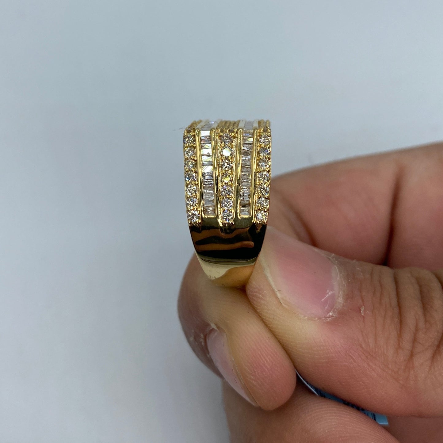 14K Rectangle Dual-Row Diamond Baguette Ring