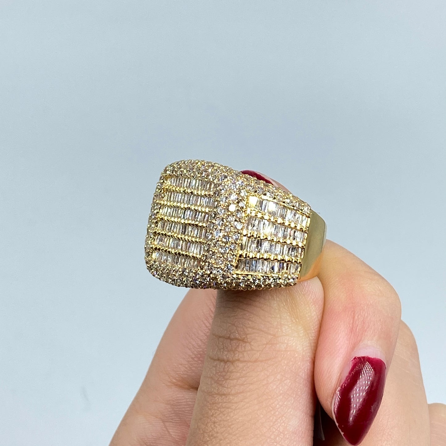 14K Jumbo Stacked Diamond Baguette Ring