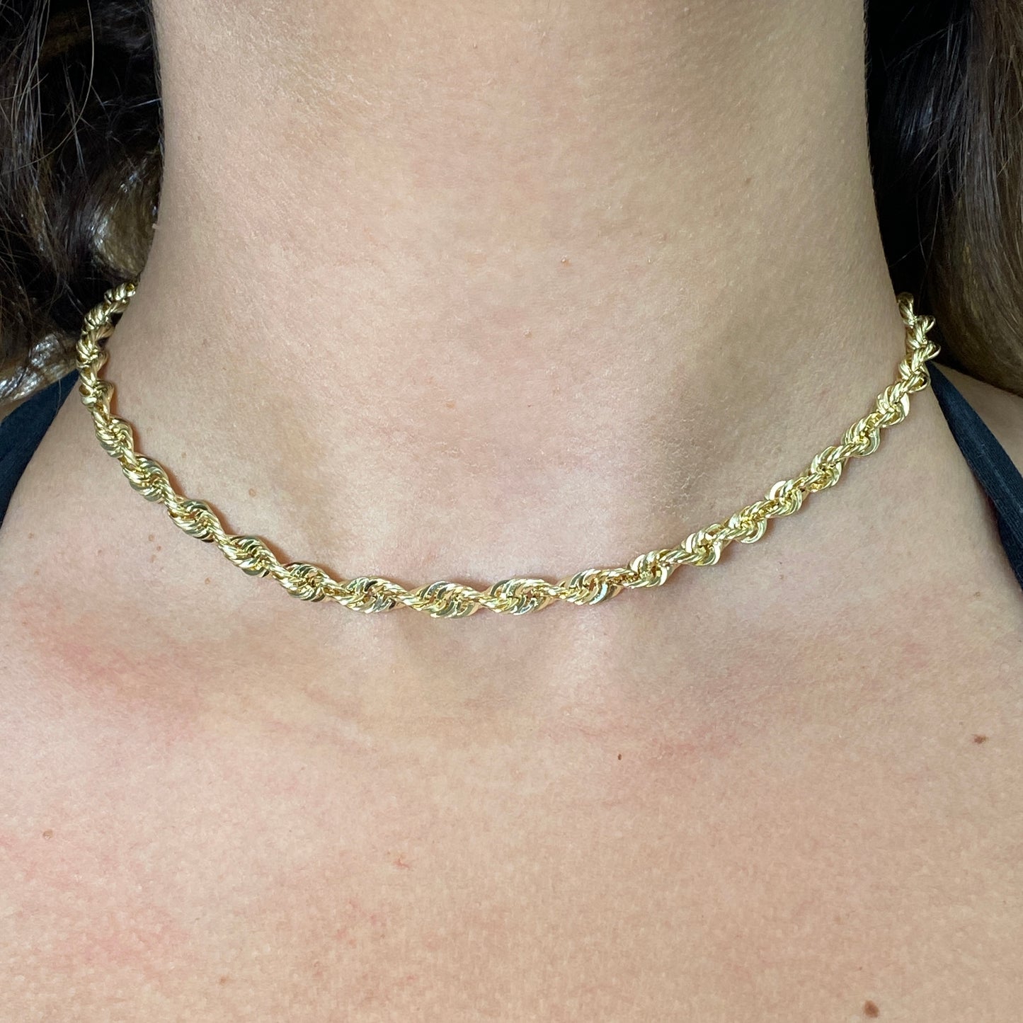 14K 8mm Twisted Rope Chain 16"