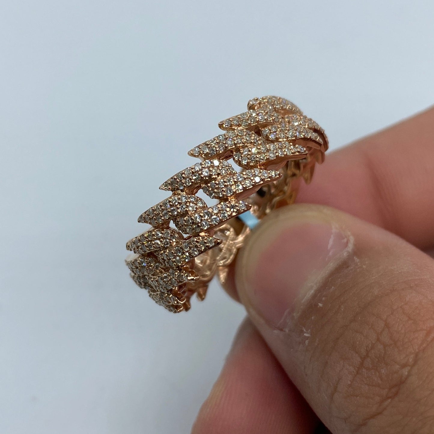 14K Gold 10MM Eternity Cuban Thorn Diamond Ring