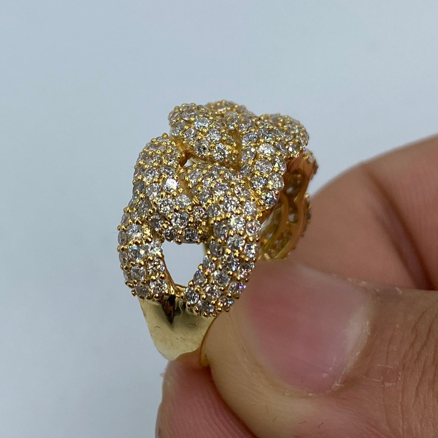 14K Iced-Out Cuban Link Ring