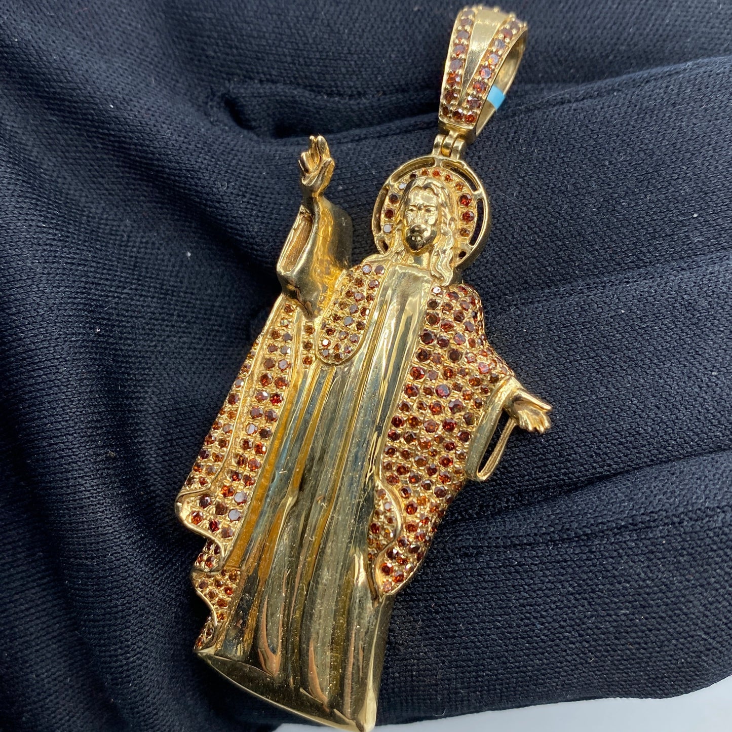 14K Jesus Diamond Pendant