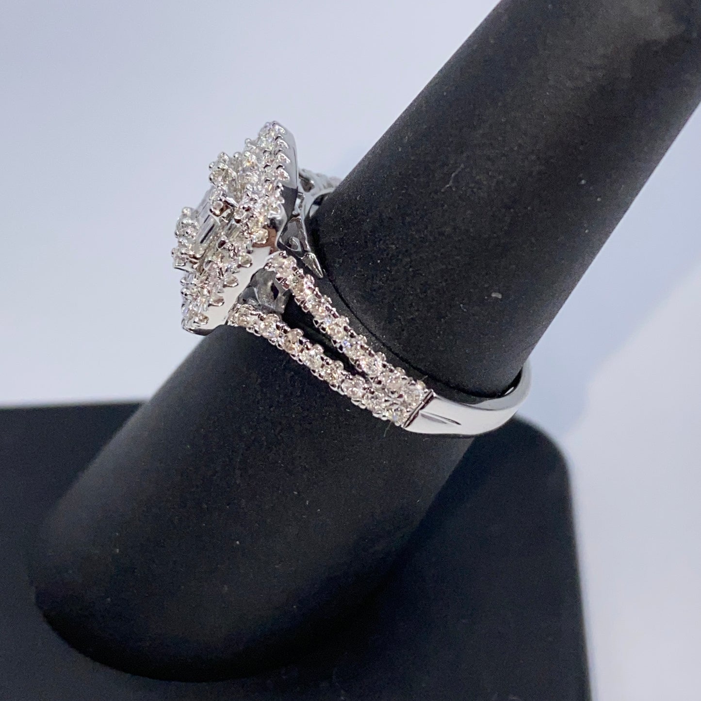14K Cake Square Diamond Baguette Ring