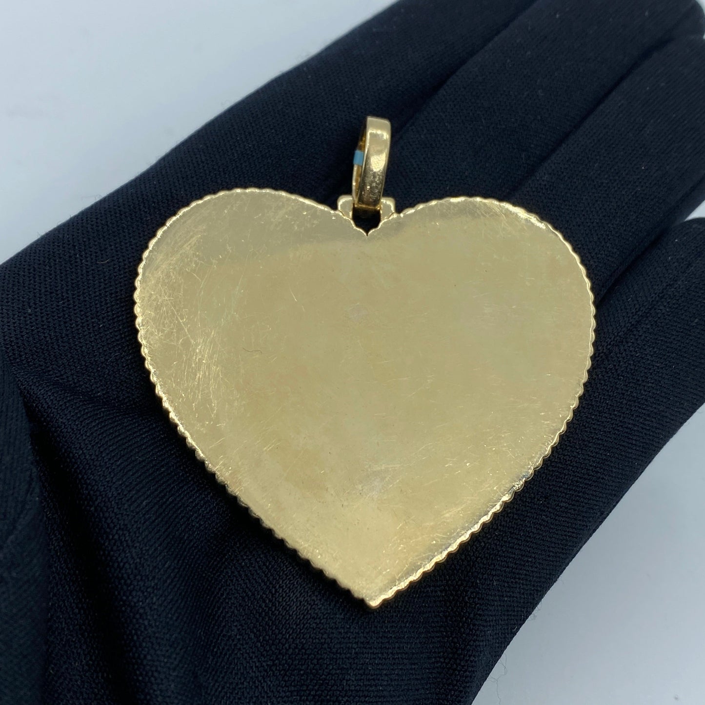 14K Heart Diamond Picture Photo Pendant
