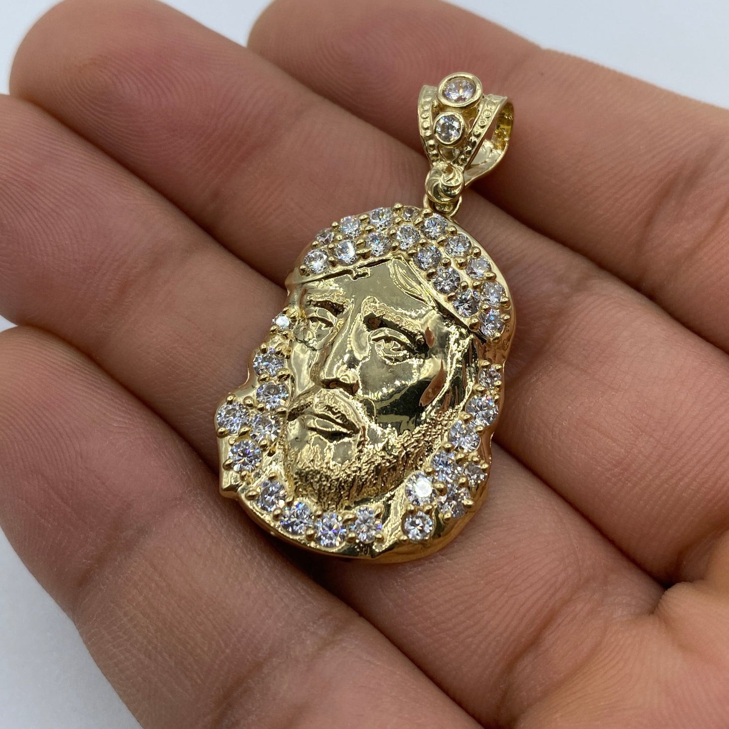 14K Jesus Head Pendant 1.5"