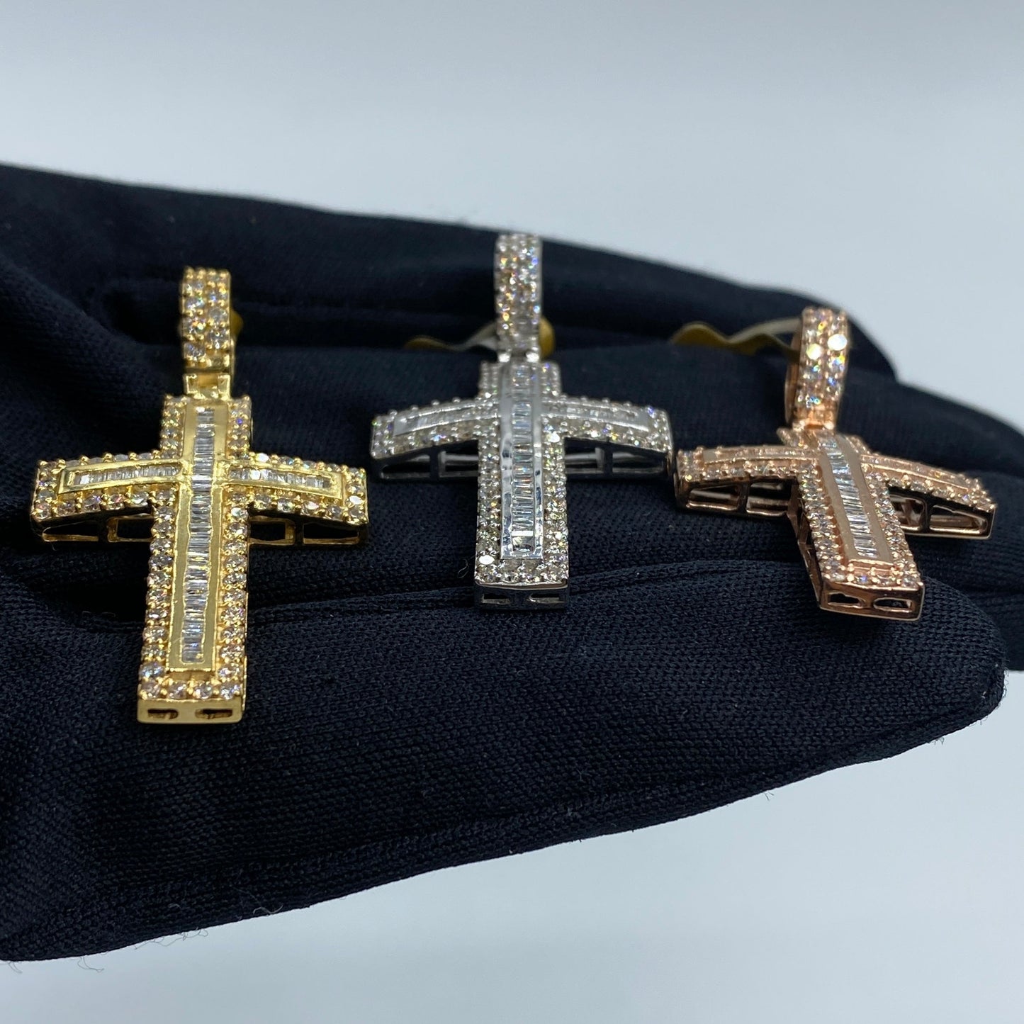 10K Latin Cross Diamond Baguette Pendant