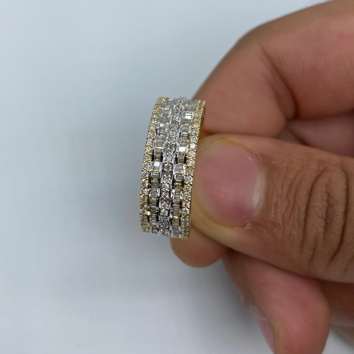 14K Double Cuffs Diamond Baguette Band