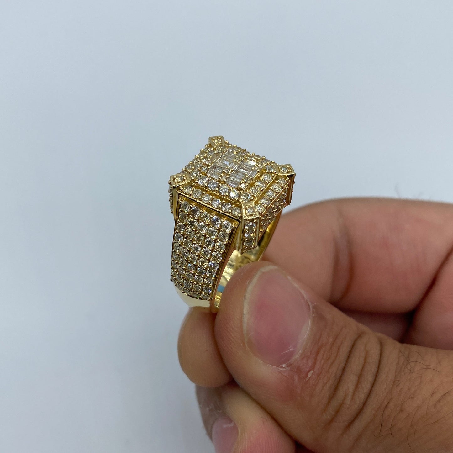 14K Square Diamond Baguette Villa Ring