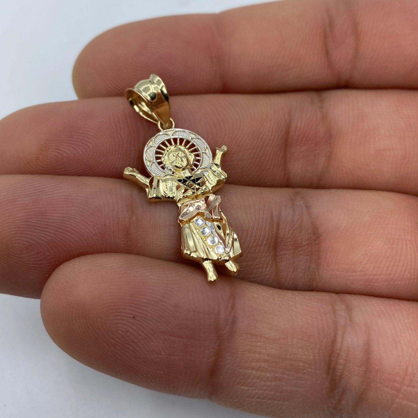 14K Jesus Save Us Pendant