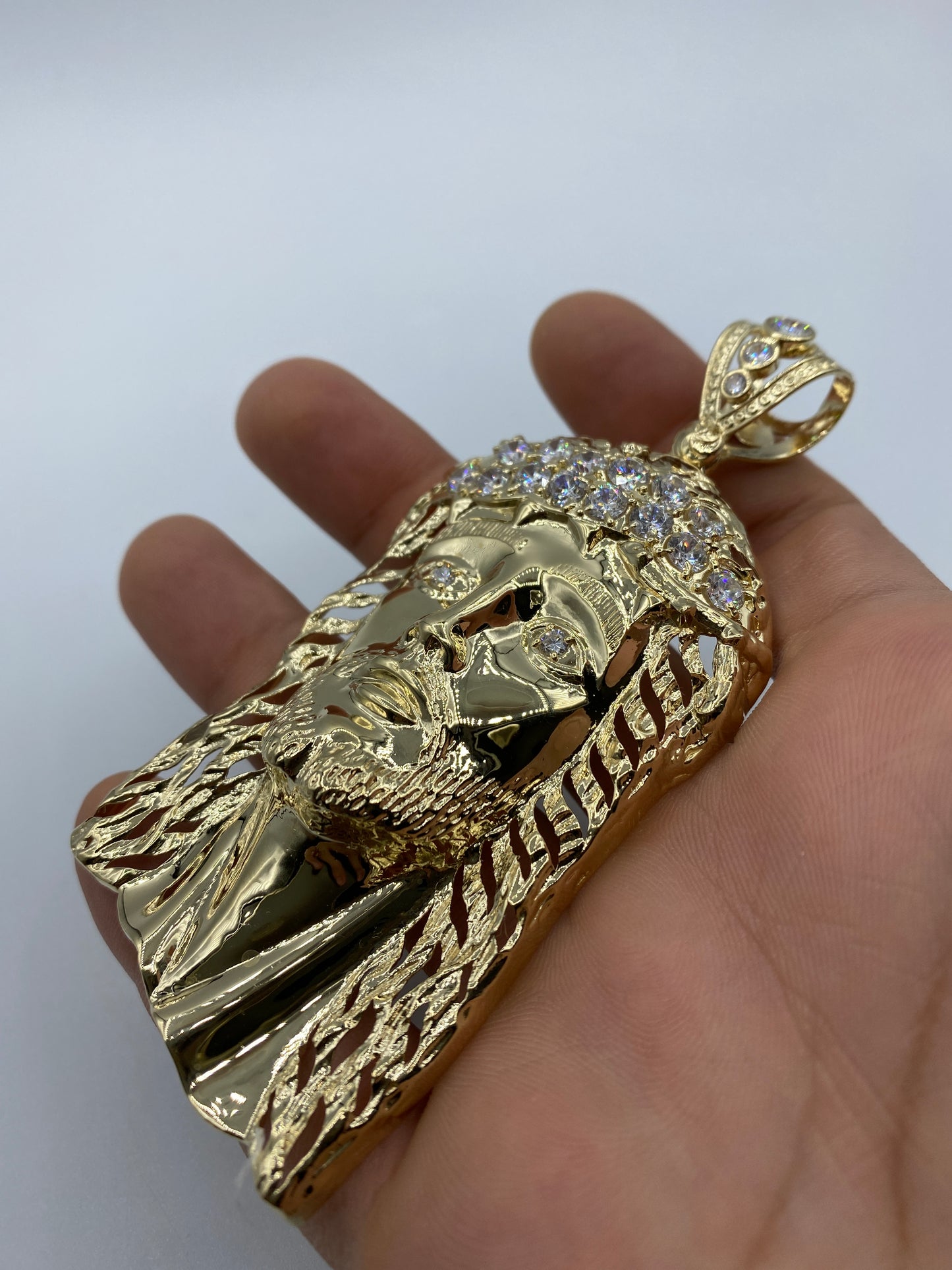 14K Jesus Head Pendant 4.0"