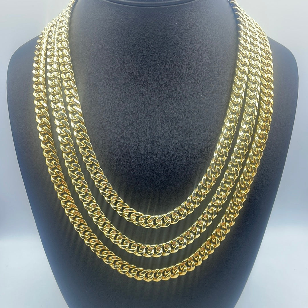 14K Gold 9MM Miami Cuban Link Chain 20-24”