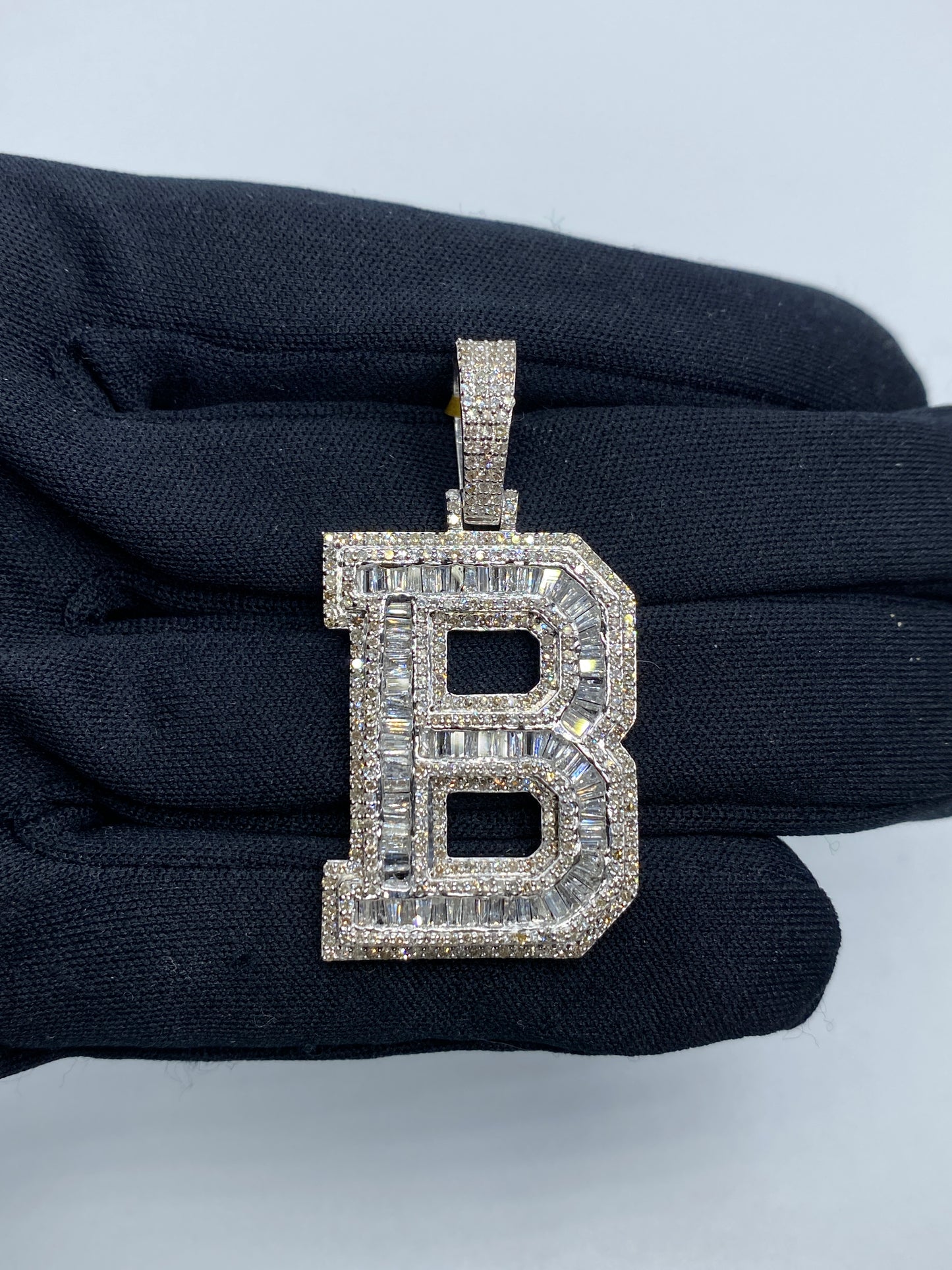 Initial B Baguette Pendant