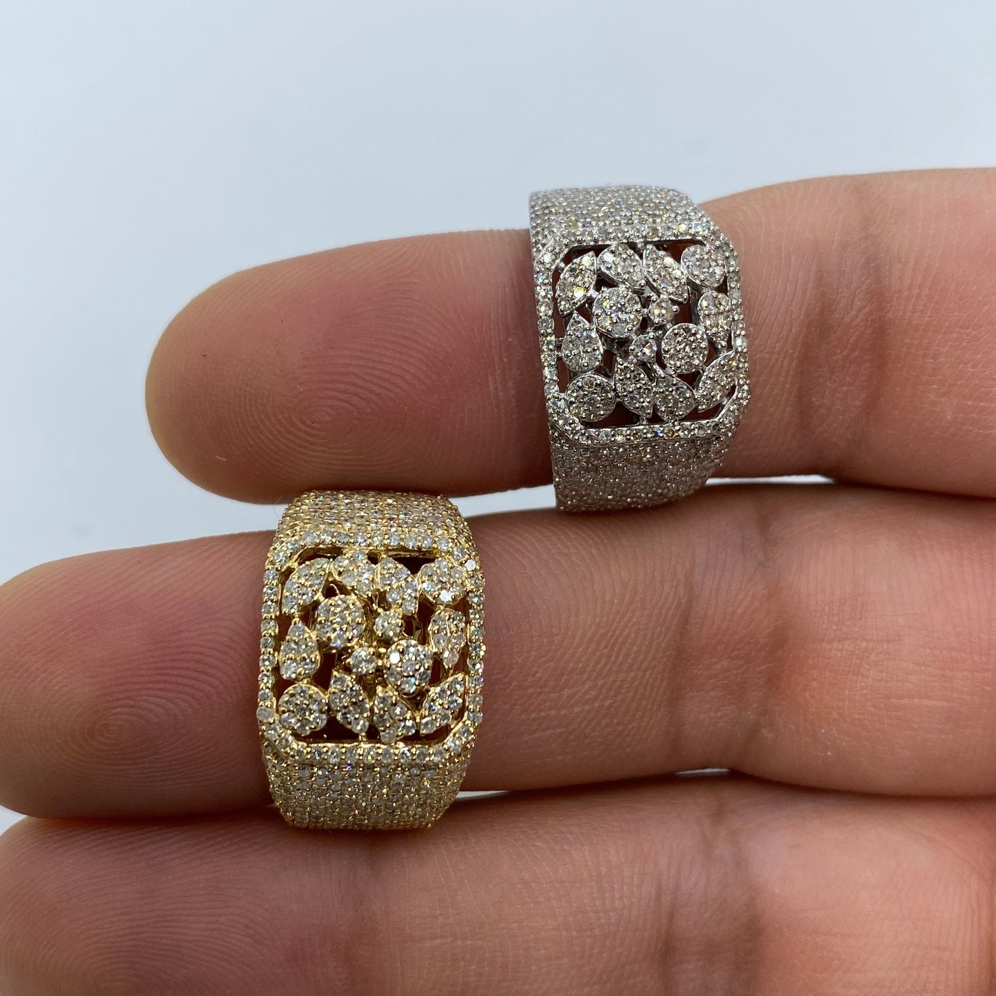 10K Floral Square Diamond Ring