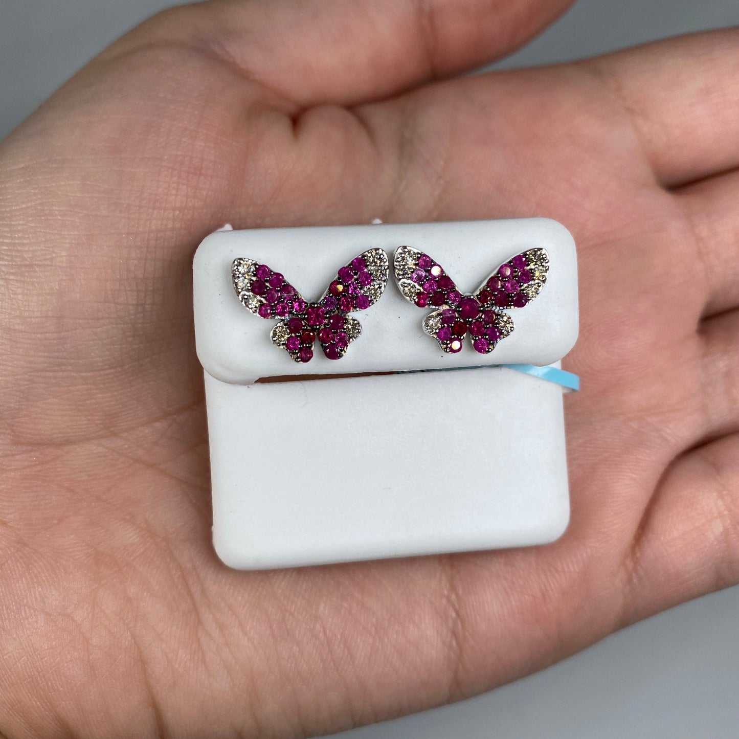 14K Large Purple Butterfly Diamond Earrings