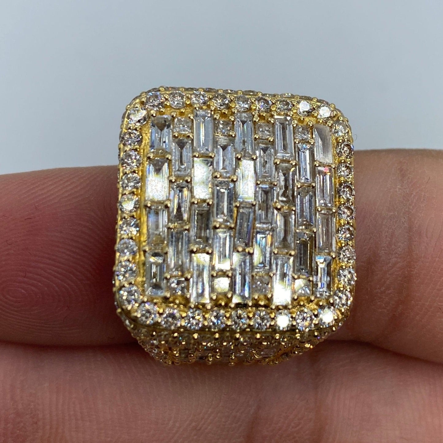 14K Emerald-Cut Square Diamond Baguette Ring