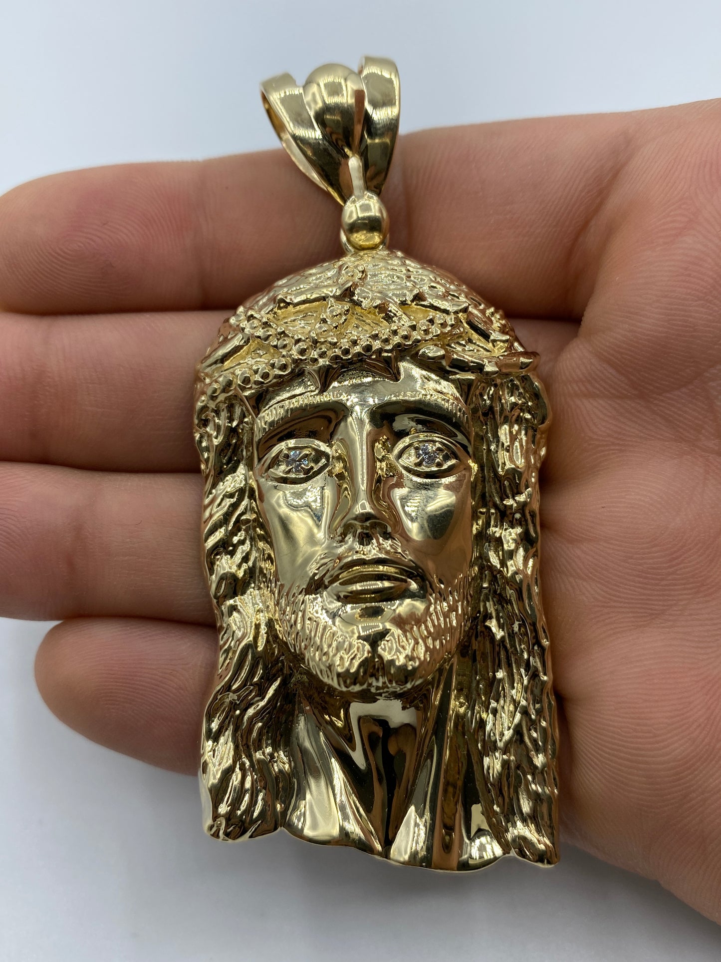 14K Jesus Head Pendant 3.25"