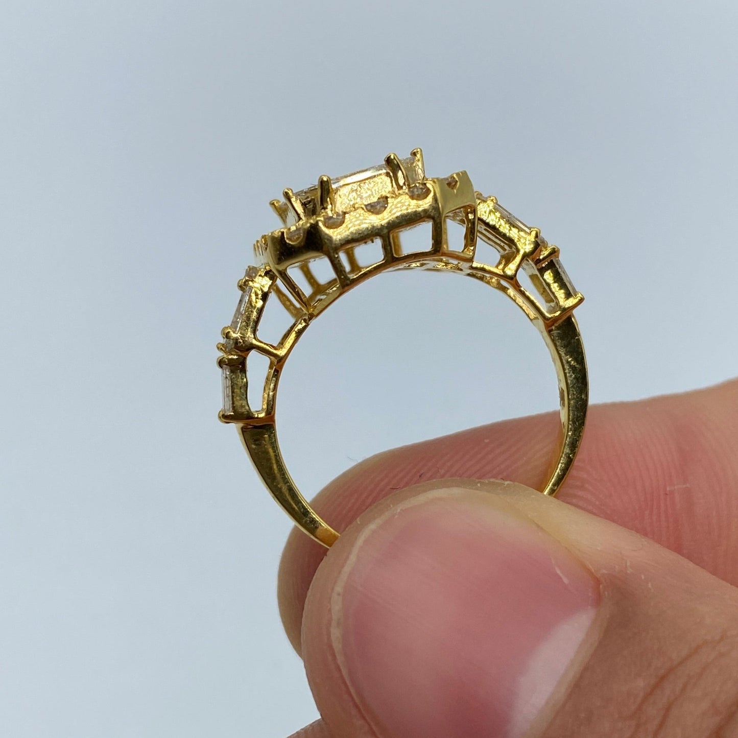 14K Rectangle Diamond Baguette Engagement Ring