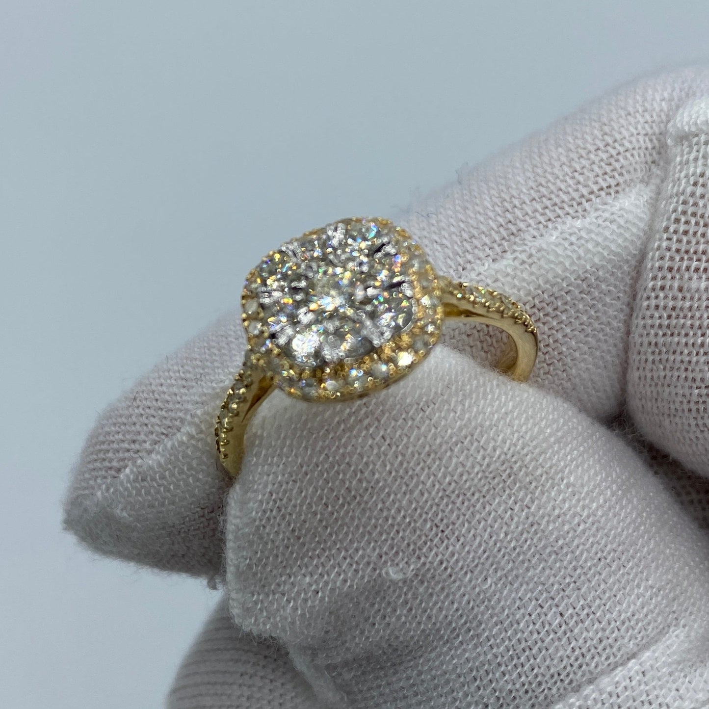 14K Cluster Diamond Engagement Ring