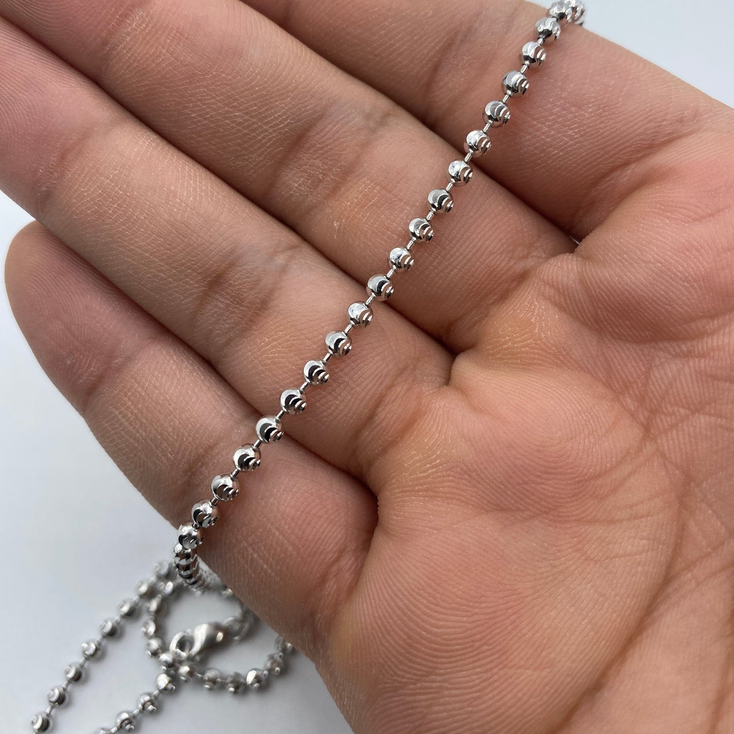 14K White Gold 3.2MM Moon Cut Chain 16-24"