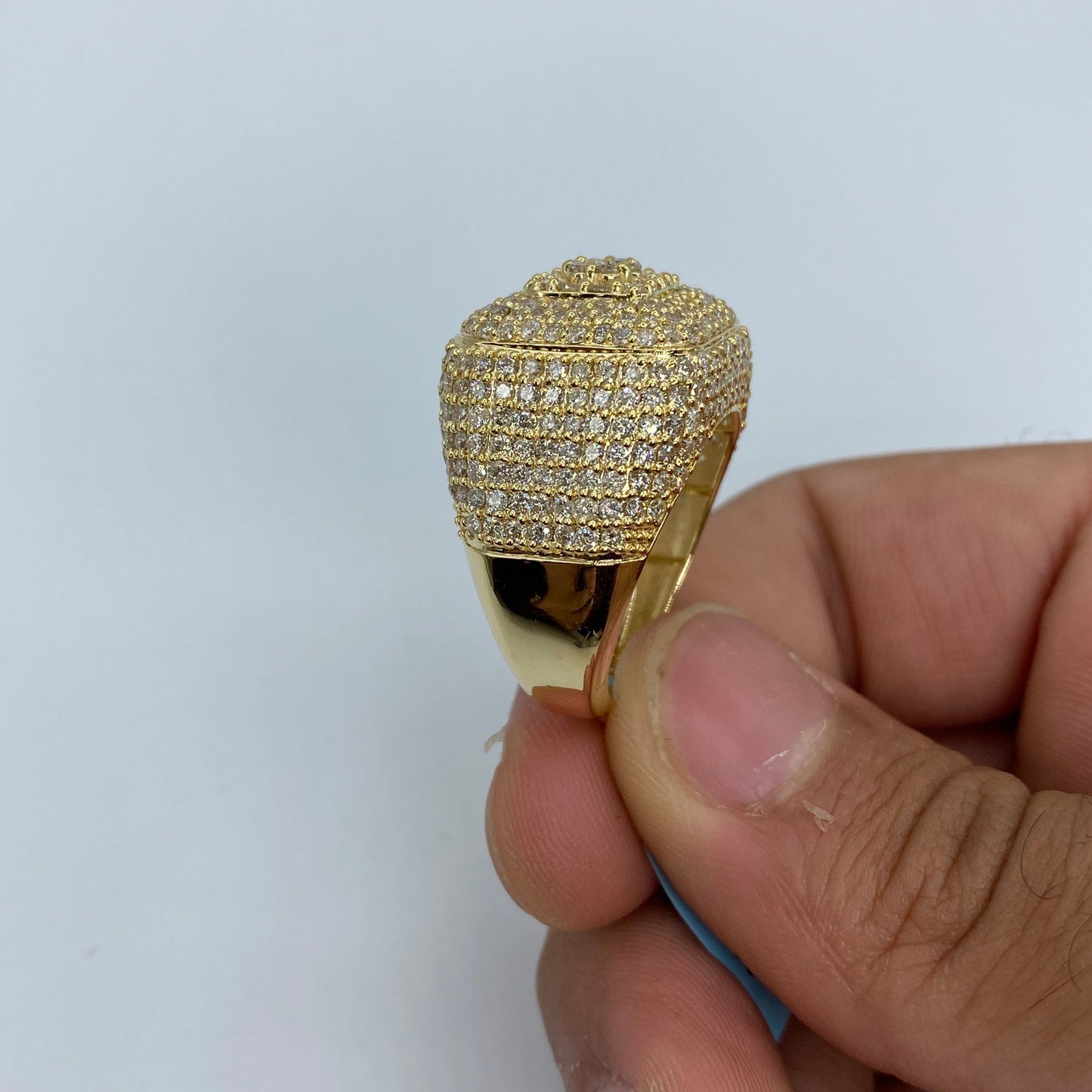 14K Square Jumbo Miami Diamond Ring