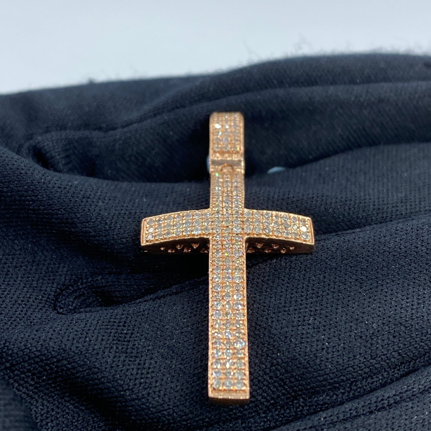 14K Rose Gold Latin Cross Diamond Pendant
