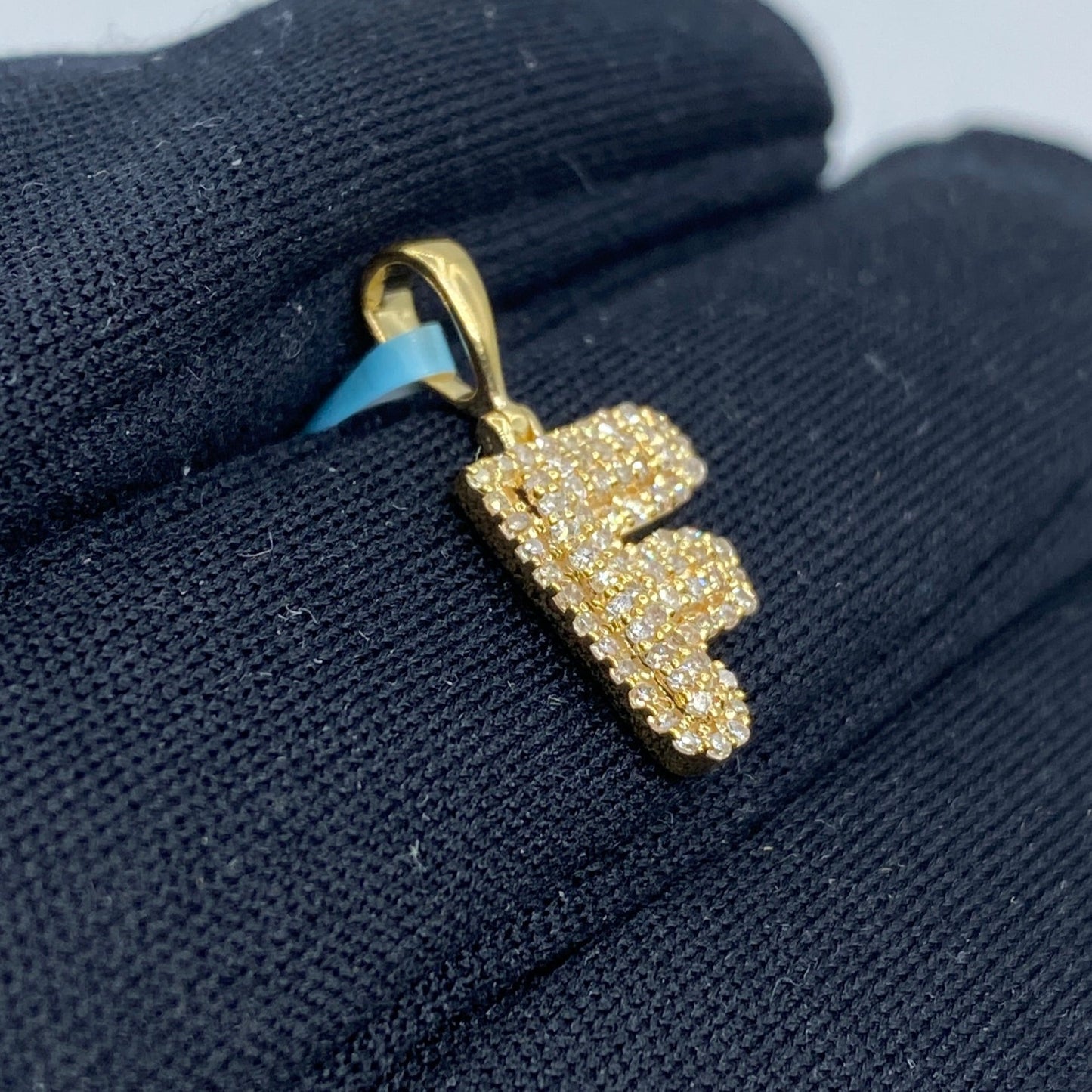 14k Initial F Bubble Pendant